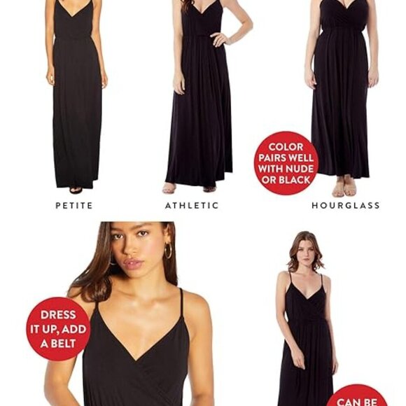 Rohb by Joyce Azria Long Black Maxi Faux Wrap Dress, Size XS - Picture 13 of 14